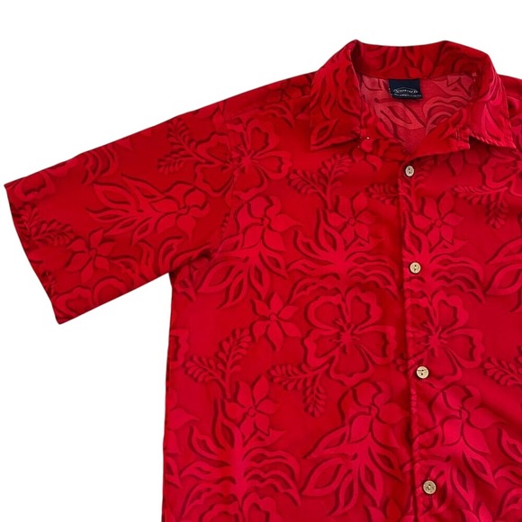 Sideout Mens Red Hawaiian Button Down Shirt Sideout Surf Hawaii Island Shirts 97 - Picture 6 of 11